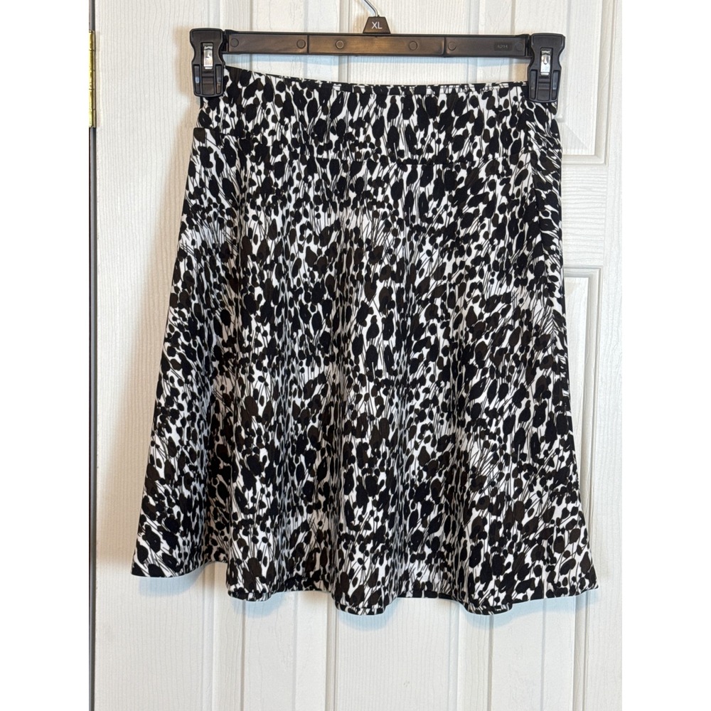 Ann Taylor Skirt XXSP‎ Black White Print Career Casual